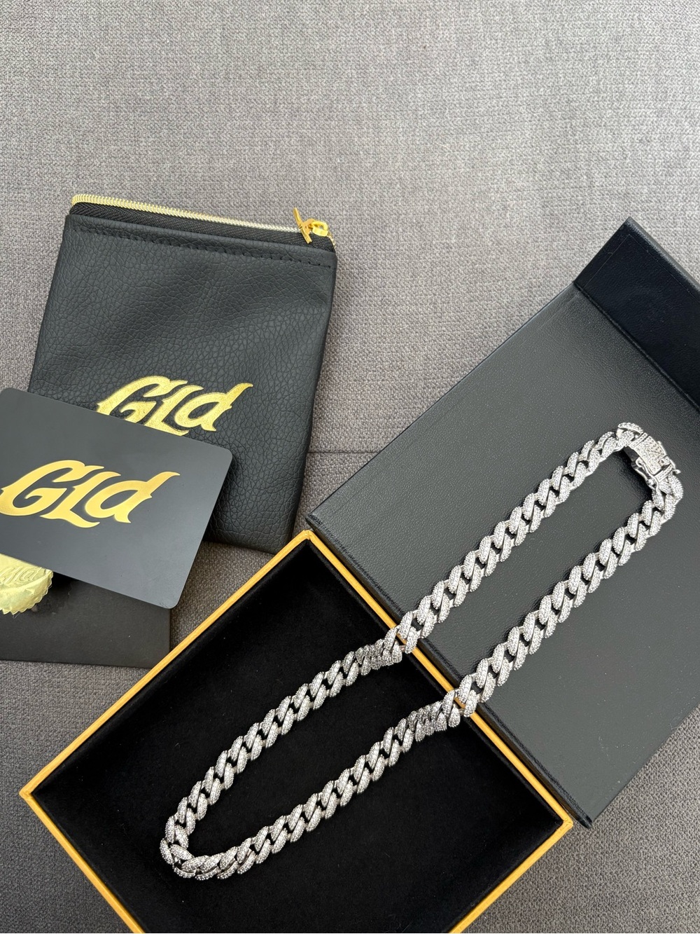 GLD 8.5mm Cuban Link Choker Necklace 18” White Gold Plated